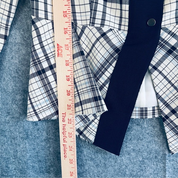 LEWIT Plaid Wool / Mohair Peplum Blazer Lined Blue White Size Small - Picture 10 of 12